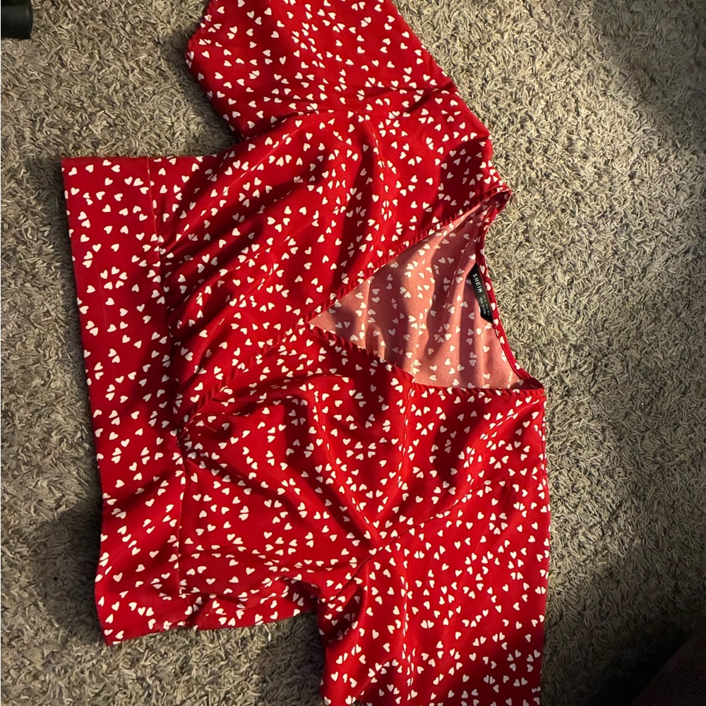 Red Heart Patterned Blouse